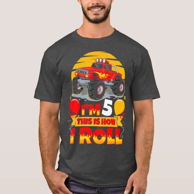 Hot Wheels Birthday Im 5 This Is How I Roll T-Shirt (Front)