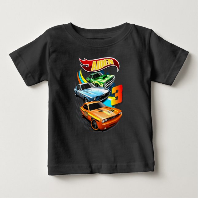 Hot Wheels Birthday T Shirt, Hot Wheels Theme Part Baby T-Shirt (Front)