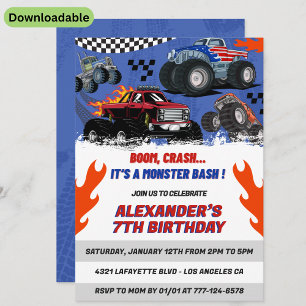 Hot wheels party invitations Boom Crash