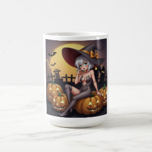 Hot Witch in Halloween Pumpkin Patch Coffee Mug