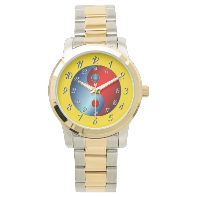 Hot Yellow Unisex Yen Yang Watch (Front)