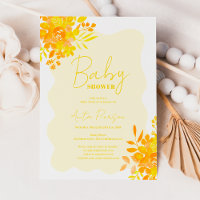 Hot yellow wavy frame boho floral baby shower