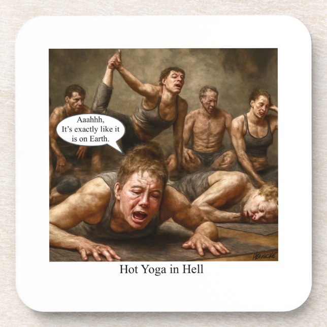 Hot Yoga in Hell.  Coaster (Front)