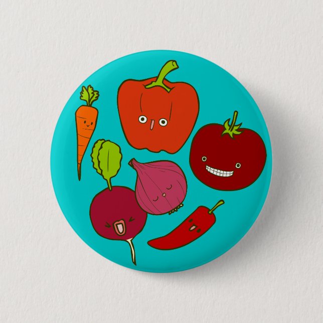 Hot & Zesty Vegetables Doodle Art Button (Front)