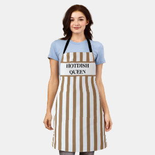 Hotdish Queen Striped Tan All-Over Print Apron