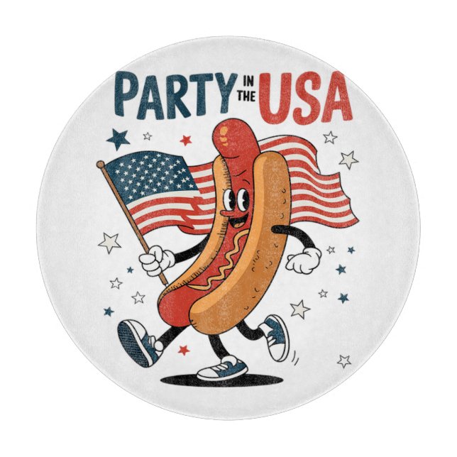 Hotdog 4th of July fireworks Independence Day Cutting Board (Front)