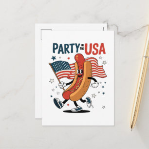 Hotdog 4th of July fireworks Independence Day Holiday Postcard