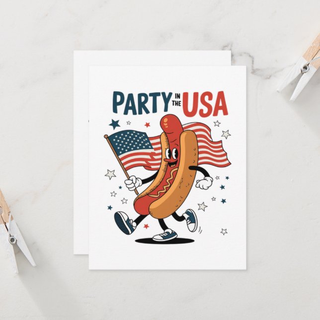 Hotdog 4th of July fireworks Independence Day Invitation (Front/Back In Situ)