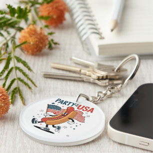 Hotdog 4th of July fireworks Independence Day Key Ring