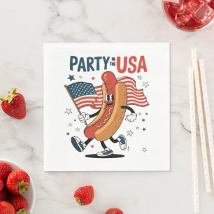 Hotdog 4th of July fireworks Independence Day Napkin