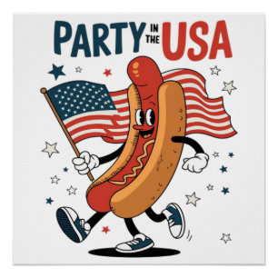 Hotdog 4th of July fireworks Independence Day Poster