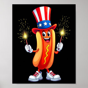 Hotdog 4th Of July Fireworks Independence Day Poster