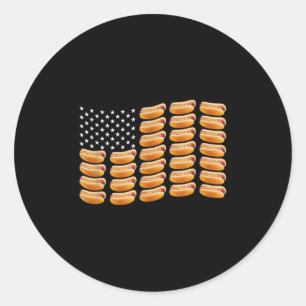 Hotdog American Flag July 4th Patriotic Summer Bbq Classic Round Sticker