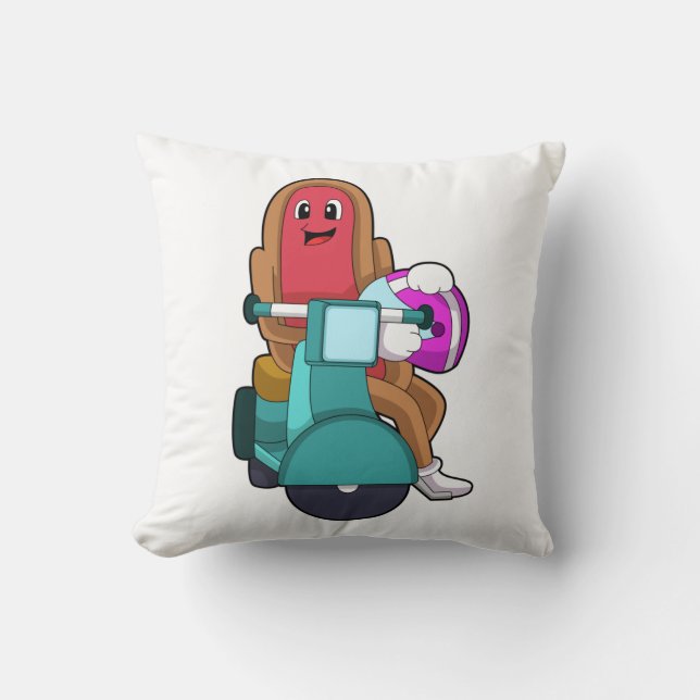 Hotdog as Biker with Scooter.PNG Cushion (Front)
