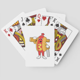 Hotdog as Carpenter with Saw & Wood Playing Cards