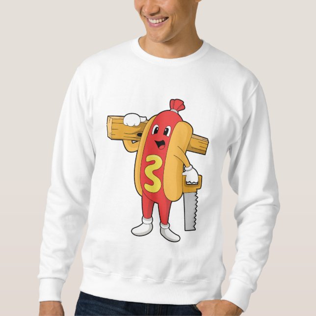 Hotdog as Carpenter with Saw & Wood Sweatshirt (Front)