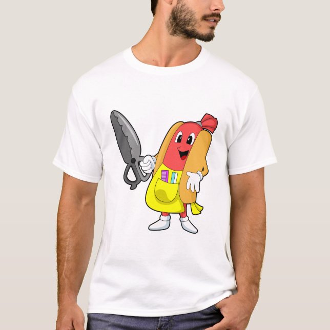 Hotdog as Hairdresser with Scissors T-Shirt (Front)