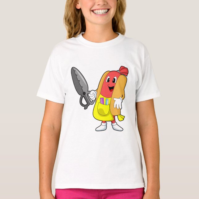 Hotdog as Hairdresser with Scissors T-Shirt (Front)