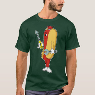 Hotdog As Mechanic With Tool  T-Shirt