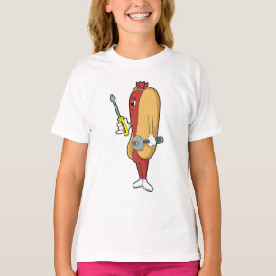 Hotdog as Mechanic with Tool T-Shirt