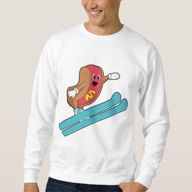 Hotdog as Ski jumper with Ski.PNG Sweatshirt (Front)