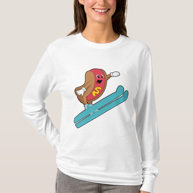 Hotdog as Ski jumper with Ski.PNG T-Shirt (Front)