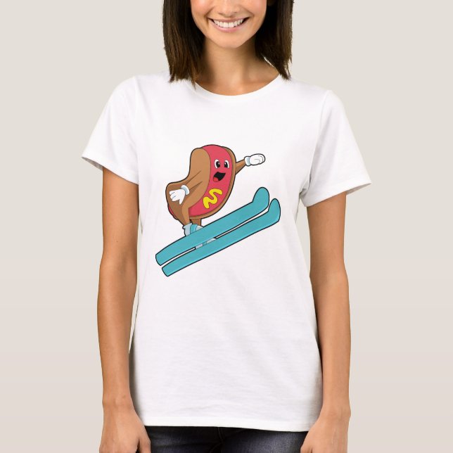 Hotdog as Ski jumper with Ski.PNG T-Shirt (Front)