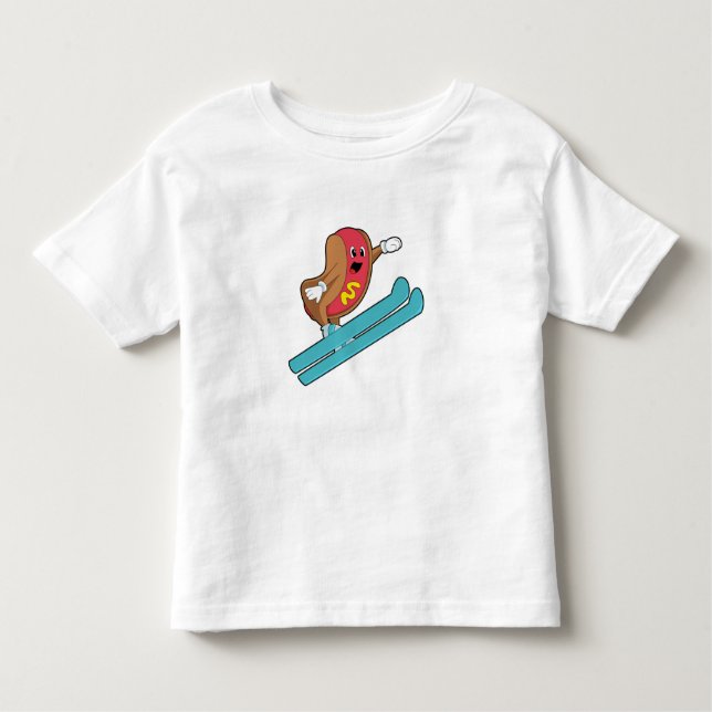 Hotdog as Ski jumper with Ski.PNG Toddler T-Shirt (Front)