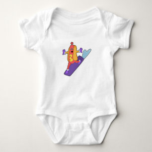 Hotdog as Snowboarder with Sonowboard Baby Bodysuit