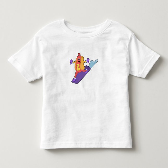 Hotdog as Snowboarder with Sonowboard Toddler T-Shirt (Front)