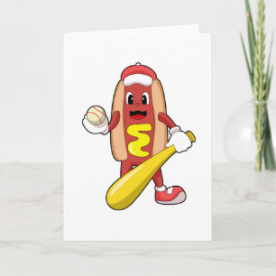 Hotdog at Baseball with Baseball bat Card