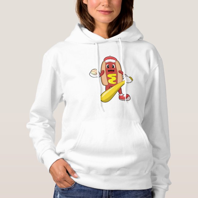 Hotdog at Baseball with Baseball bat Hoodie (Front)
