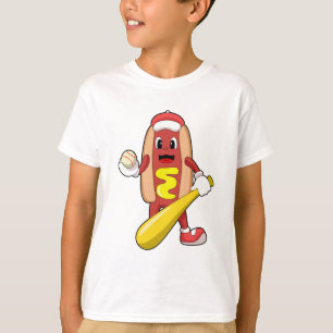 Hotdog at Baseball with Baseball bat T-Shirt