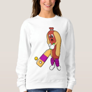 Hotdog at Cricket with Cricket bat Sweatshirt