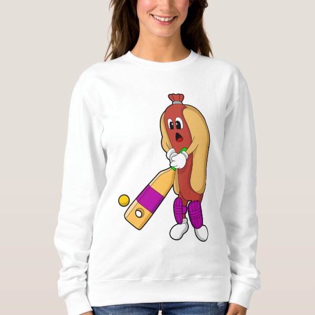 Hotdog at Cricket with Cricket bat Sweatshirt (Front)