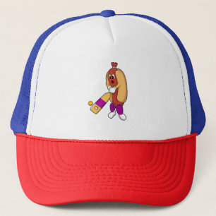 Hotdog at Cricket with Cricket bat Trucker Hat