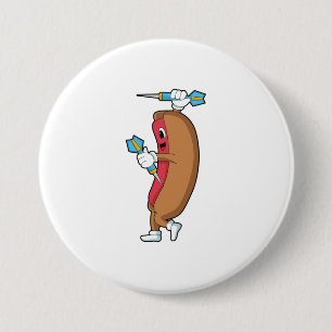 Hotdog at Darts with Dart.PNG 7.5 Cm Round Badge