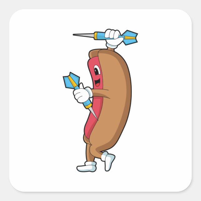 Hotdog at Darts with Dart.PNG Square Sticker (Front)