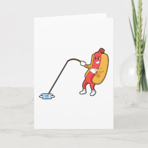 Hotdog at Fishing with Fishing rod Card