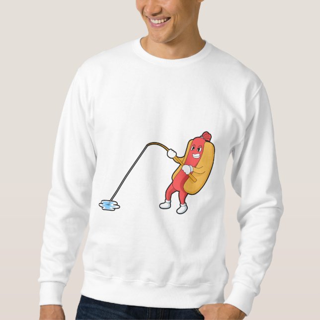 Hotdog at Fishing with Fishing rod Sweatshirt (Front)