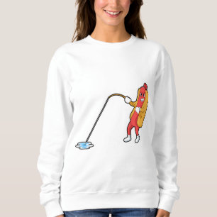 Hotdog at Fishing with Fishing rod Sweatshirt
