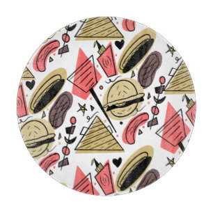 Hotdog Burger Doodle BBQ Birthday Pattern Pl Cutting Board