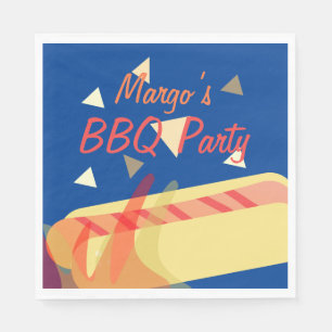 Hotdog Cookout BBQ Birthday Party Blue Napkins