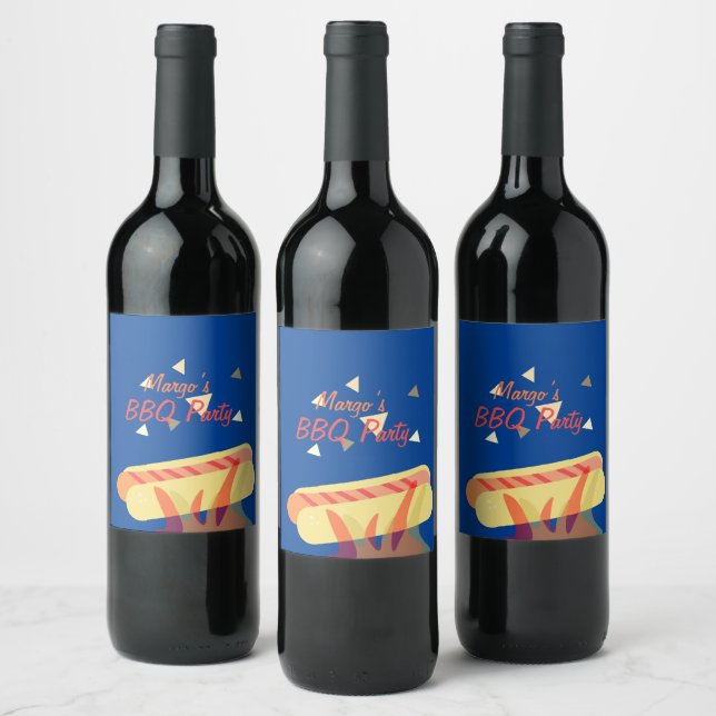 Hotdog Cookout BBQ Birthday Party   Wine Label (Bottles)