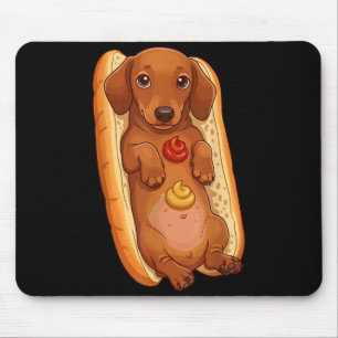 Hotdog Cute Wiener Dachshund Sausage Bun Funny Hot Mouse Pad