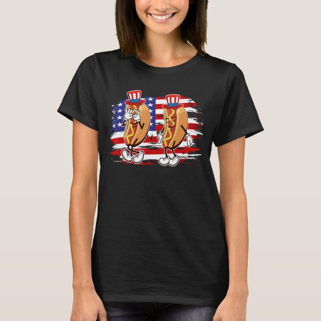 Hotdog Griddy Dance 4th of July 2023 Boys Girls Wo T-Shirt (Front)