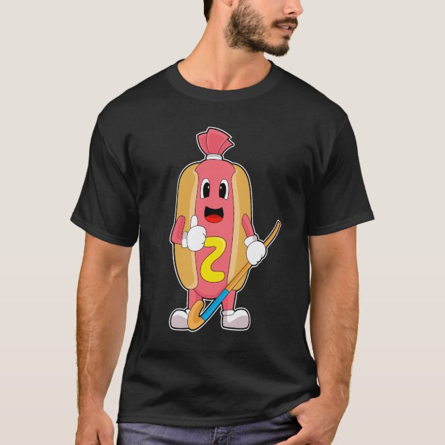 Hotdog Hockey Hockey stick T-Shirt (Front)