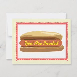 Hotdog Invitation- Summer Backyard Barbque Cookout Invitation