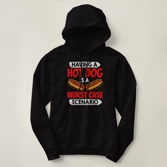Hotdog Outfit Wurst Case Scenario Hot Dog Eating C Hoodie (Design Front)