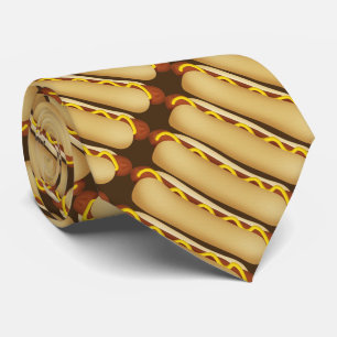 Hotdog pattern food fun tie